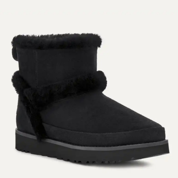 Ugg Classic Mini Spill Seam Boots in Black Suede Fur Designer Luxury #791 - Picture 4 of 17